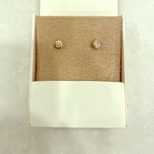 Round Diamond Rose Gold Bezel Stud Earrings